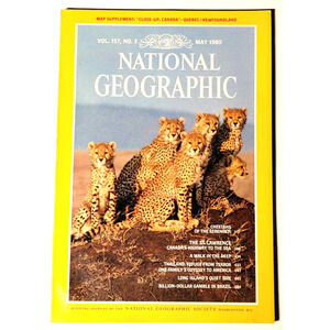 National Geographic Magazine With Map May 1980 Cheetahs Serengeti Thailand